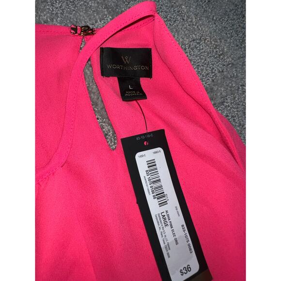 Worthington Top Womens Large Sleeveless Tank Blouse Pink Orange Swing Goddess - Picture 8 of 9